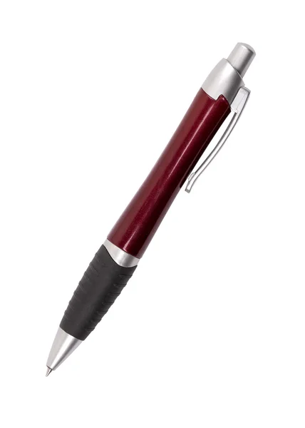 Black, red and silver ball pen, isolated on white — Stock Photo, Image