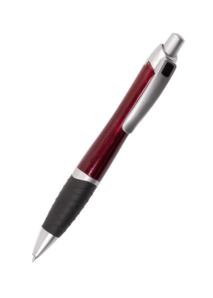 Black, red and silver ball pen, isolated on white — Stock Photo, Image