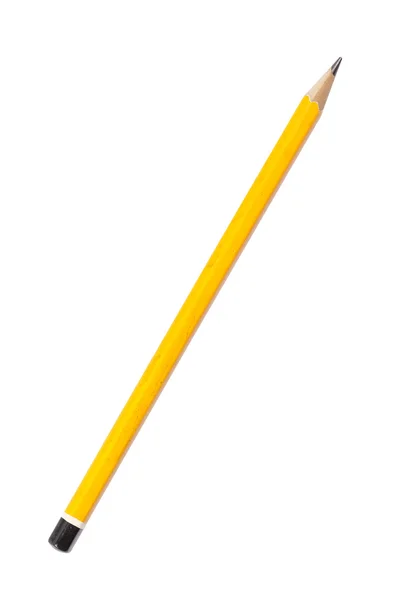 Use lápis amarelo velho, isolado no branco — Fotografia de Stock