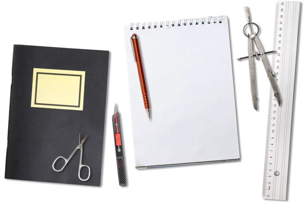Collection of office tools for sketching and construction, isola — Stock Photo, Image
