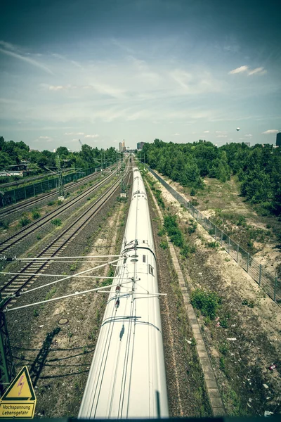 Vintage style moving railroad, shoot in Berlin Germany — Stock Photo, Image