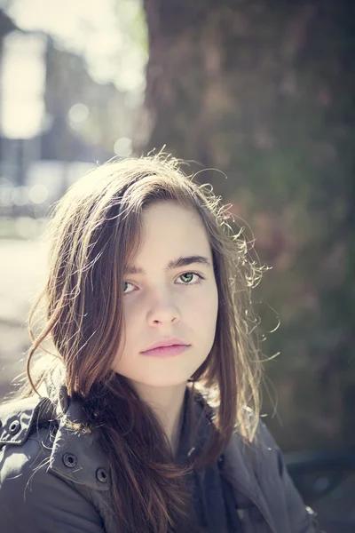 Vintage style portrait of a beautiful teenager girl — Stock Photo, Image