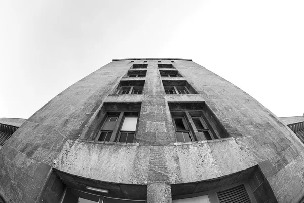 Black and white fish eye shoot, a tower of the airport berlin te — Stock Photo, Image