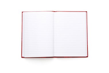çizgileri ve üzerinde beyaz izole kırmızı kaplı kitap aç