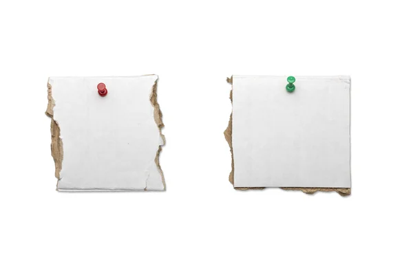 Δύο κομμάτια του σκάφους κάρτα με ευθείες καρφίτσες, απομονωμένα σε λευκό — Φωτογραφία Αρχείου