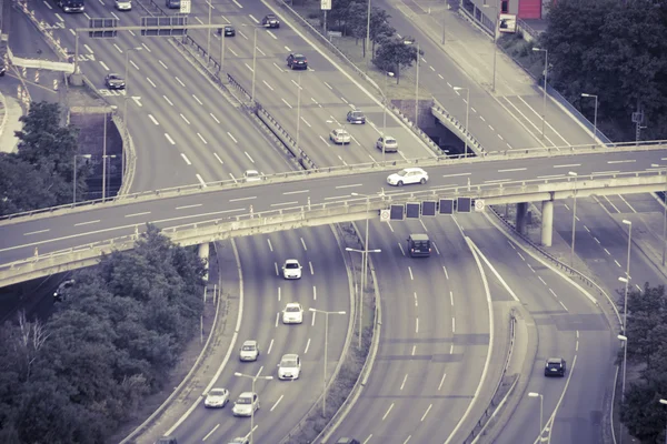 Vista aerea, autostrada e ponte a Berlino, Germania — Foto Stock