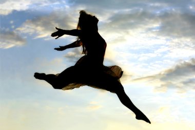 Woman Silhouette Leaping clipart