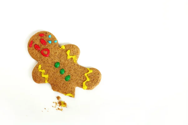 Natal Gingerbread Man com perna quebrada — Fotografia de Stock