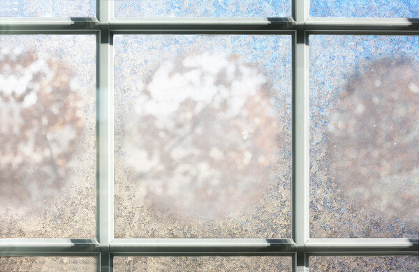 Frosted Winter Window Glass Background