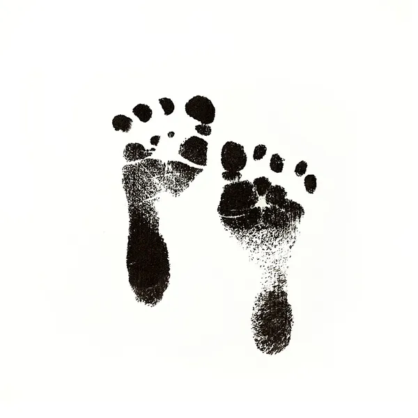 Black Ink Newborn Baby Footprints — Stock Photo, Image