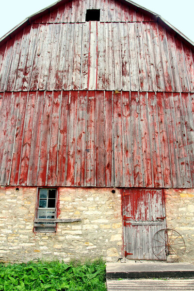 Towering Facade of a Historic Old German Style Bank Barn
