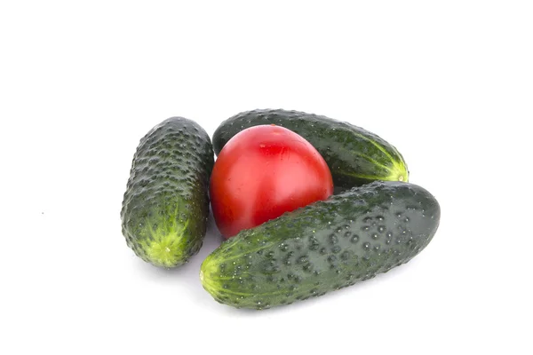 Isolierte Tomaten und Gurken — Stockfoto