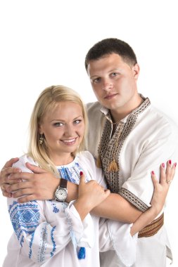 Ukraynalı çift beyaz arka plan üzerinde