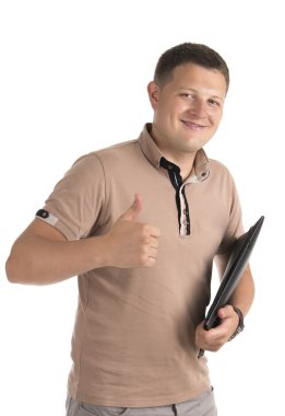 Gülümseyen işadamı beyazda soyutlanmış