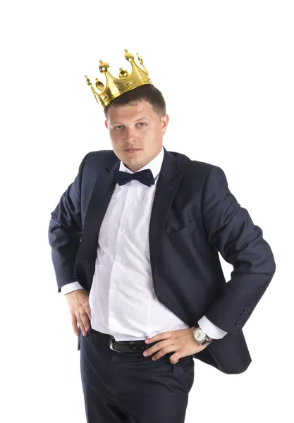 Hombre de negocios vestido corona — Foto de Stock