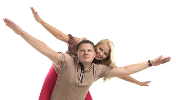 Couple flying together — Stock Photo, Image