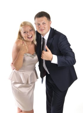 Beyaz arka plan üzerinde öpüşme Çift