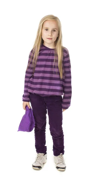 Meisje in een paarse jurk — Stockfoto