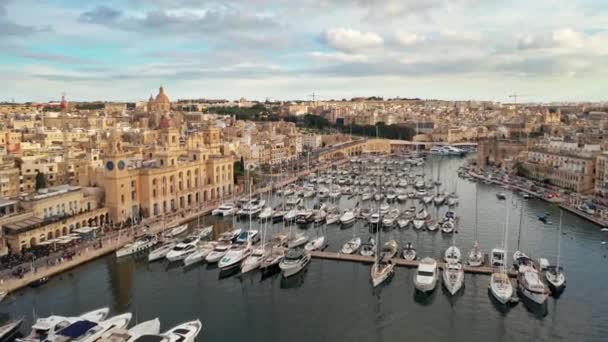 Місто Біргу Три Міста Пристань Яхтою Мальта — стокове відео