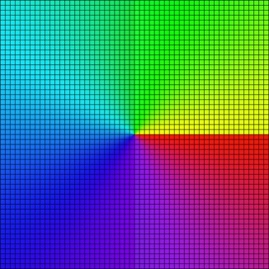 Dizey içinde düzenlenmiş renkli kareler