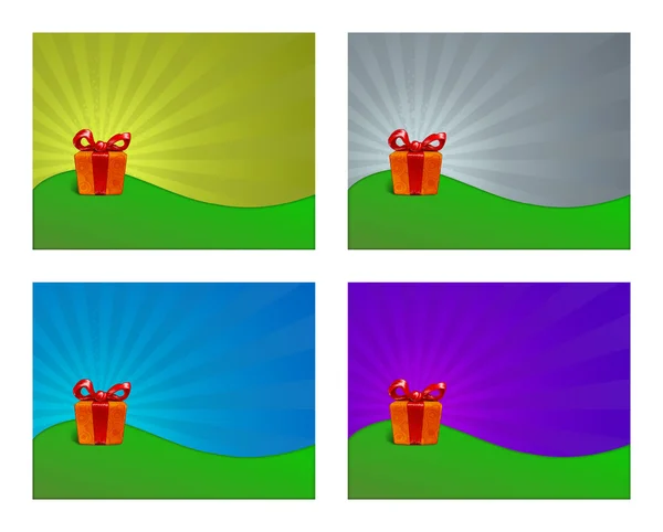 Подарункова коробка на кольоровому фоні — стокове фото