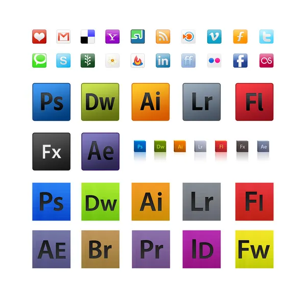 Adobe набір іконок — стокове фото