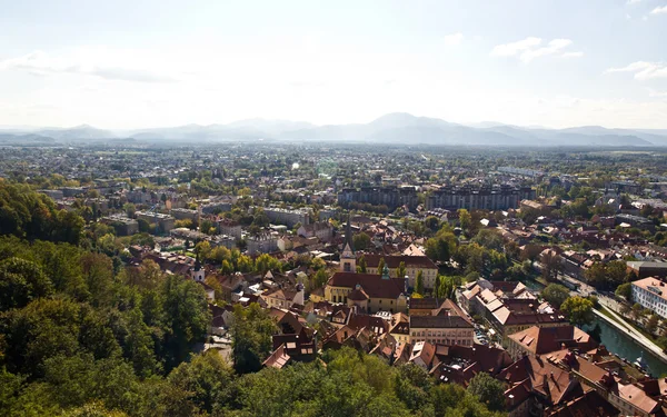 Luchtfoto van Ljubljana — Stockfoto