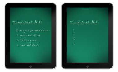 yazı tahtası üzerinde ipad