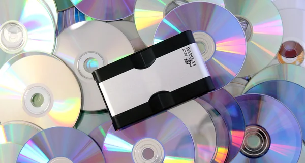 Disco rígido em CDs e DVDs — Fotografia de Stock