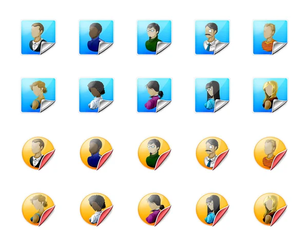 Colorful icons with users face — Stock Photo, Image