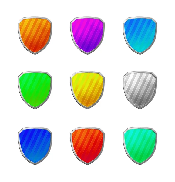 3D colorful shields — Stock Photo, Image