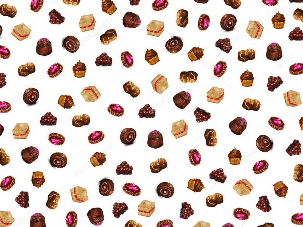 Background with chocolate cakes