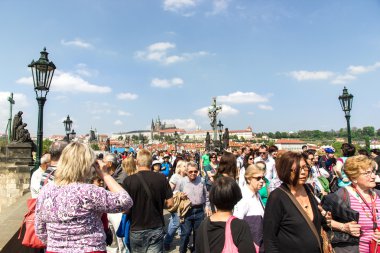 View of Prague and the Vltava from the bridge Karluv most clipart