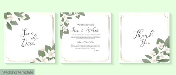 Plantilla floral para invitación de boda — Vector de stock