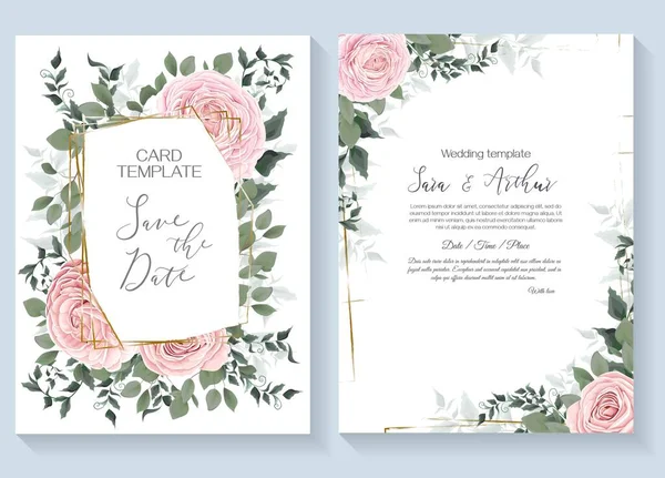 Floral σχεδιασμός για πρόσκληση γάμου — Διανυσματικό Αρχείο
