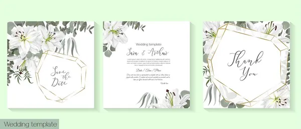 Vector floral template for wedding invitation. — Stock Vector