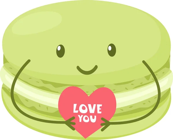 Mignon macaron tenant un cœur avec l'inscription Je t'aime — Image vectorielle