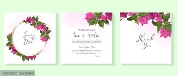 Tropical vector template for wedding invitation.