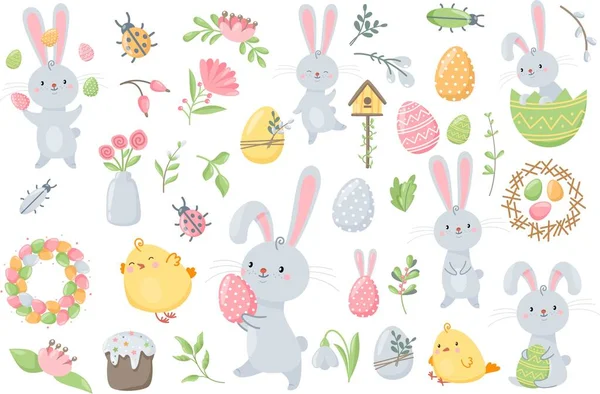 Cute vector easter set — Stock Vector