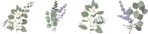 花のデザインのためのベクトルセット — ストックベクタ