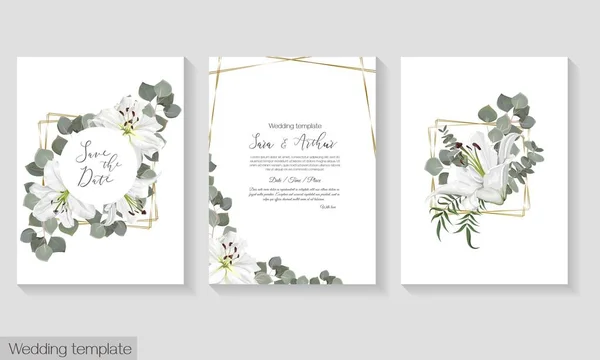 Plantilla floral vectorial para invitación de boda — Vector de stock