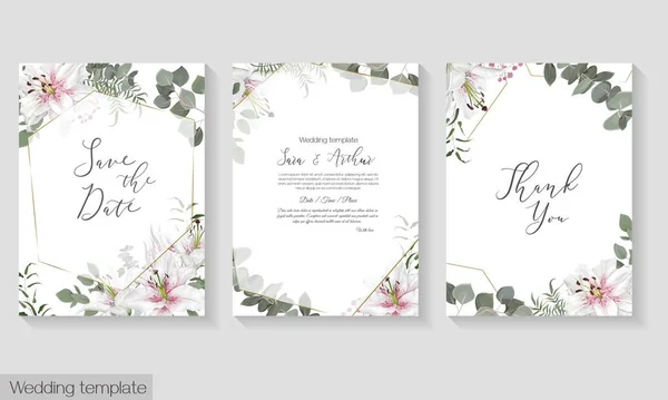 Vector floral template for wedding invitation. — Stock Vector