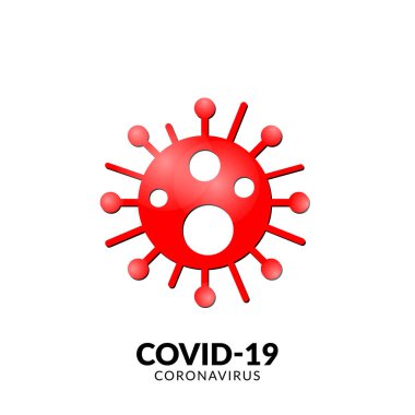 Beyaz arka planda izole edilmiş Covid-19 Coronavirus ikonunun vektör çizimi. Coronavirus nCoV tek iplikli RNA virüsüdür. Tehlikeli virüs sembolü. Enfeksiyon yok ve Coronavirüs Konseptini Durdur.