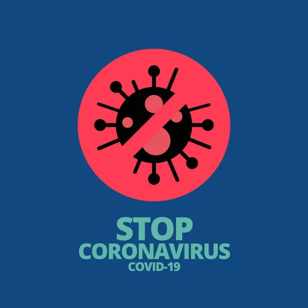 Vektorillustration Des Stop Covid Coronavirus Symbols Isoliert Auf Blauem Hintergrund — Stockvektor