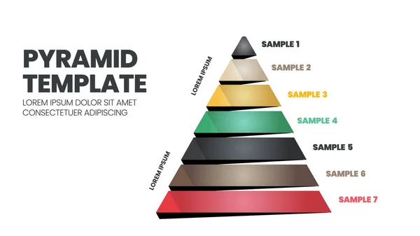 Steps Pyramid Triangular Template Editable Text Elements Chart Presentation Slide — Stock Vector