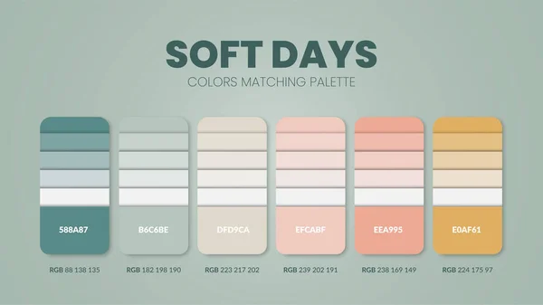 Soft Days Green Color Palettes Color Schemes Trends Combinations Palette — 스톡 벡터