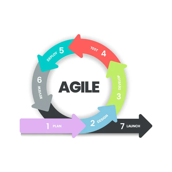 Méthodologie Agile Infographie Cycle Vie Est Processus Pour Créer Répondre — Image vectorielle