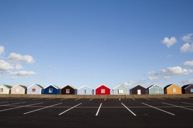 plaj kulübe, southwold, suffolk, İngiltere