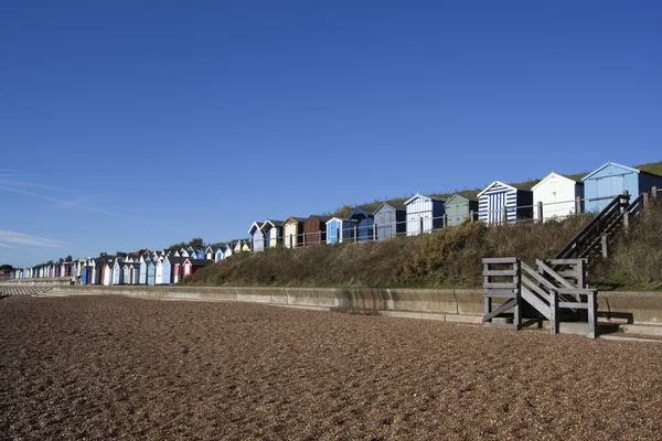 Plážové chatky, felixstowe, suffolk, Anglie — Stock fotografie