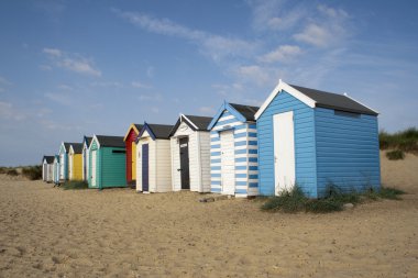 plaj kulübe, southwold, suffolk, İngiltere